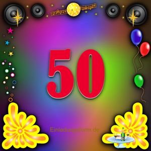 Einladung zum 50-jährigen Jubiläum disco bunt