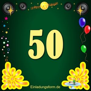 Einladung zum 50-jährigen Jubiläum disco grün